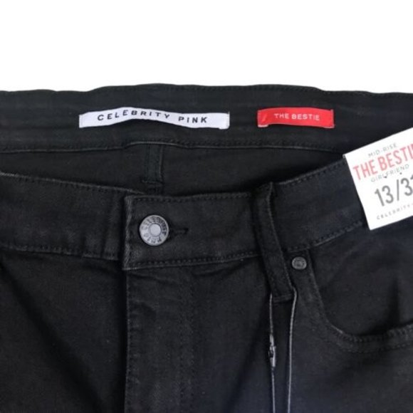 Celebrity Pink Jean Size 13 34x29 The Bestie Girlfriend Black Cropped Jeans NWT - Picture 6 of 12